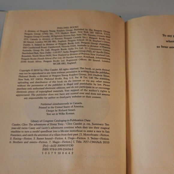 The Adventures of Hotsy Totsy By Clive Cussler 2010 Hardcover - Picture 5 of 6